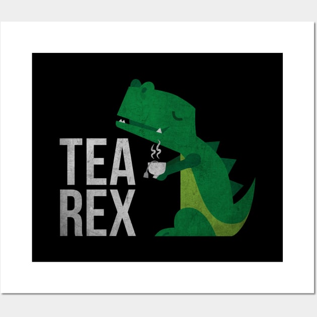 Tea Rex - Cute Funny Dinosaur Tea Pun Wall Art by toddsimpson